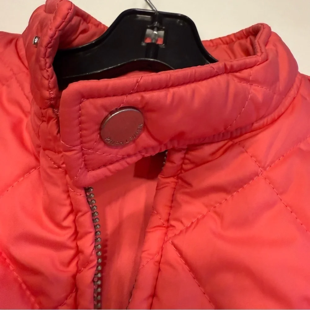 Ralph Lauren Girls Quilted Jacket Pink Zip Up Snap Collar Sz 8-10